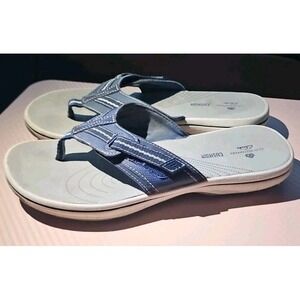 Clarks Cloudstepper Thong Sandals Blue Brinkley Keely Women's Sz 6 Flip Flop#419